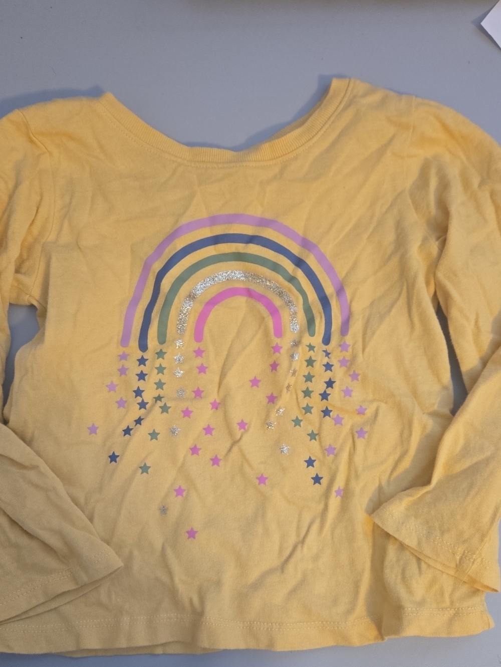 GAP Yellow Long-Sleeve Tee with Rainbow & Star Graphic